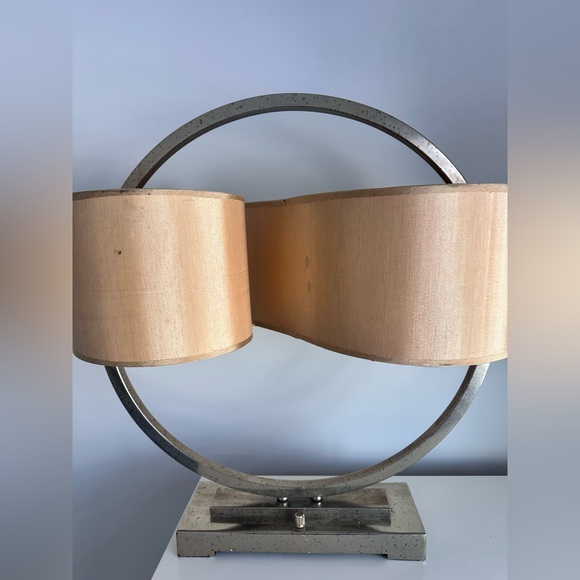 Rare Vintage Modernist Brass Double Shade Circular Table Lamp Sonneman Style MCM - Picture 7 of 11